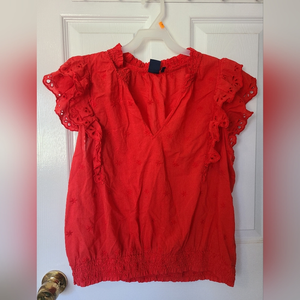Kaari Blue Scarlet Eyelet Sleeve Blouse